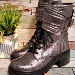 Gunmetal Metallic Combat Boots